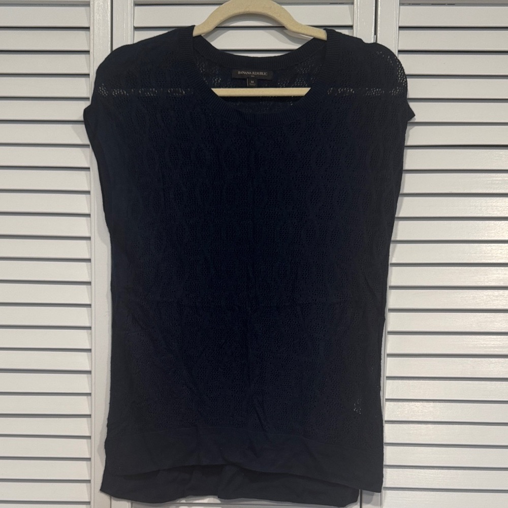 Banana Republic Navy Crochet Top